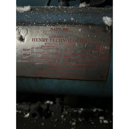 Metal cylindrical component with 'Henry Technologies' branding and specifications.