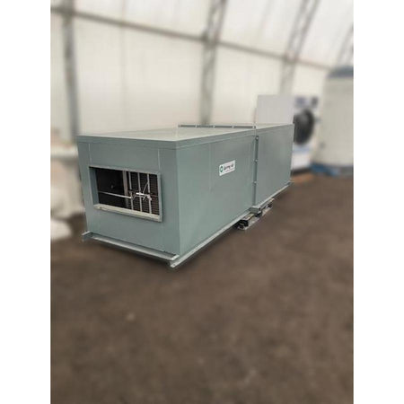 Spring Air KES-ISH roof-mounted exhaust fan assembly showing gray painted steel housing, fan inlet grille, and curb mount base for commercial kitchen ventilation system