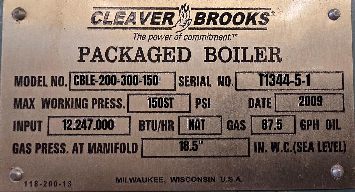 300 HP Cleaver Brooks CBLE 200-300-150 Firetube Steam Boiler #BHWCB670HP210 — photo 3
