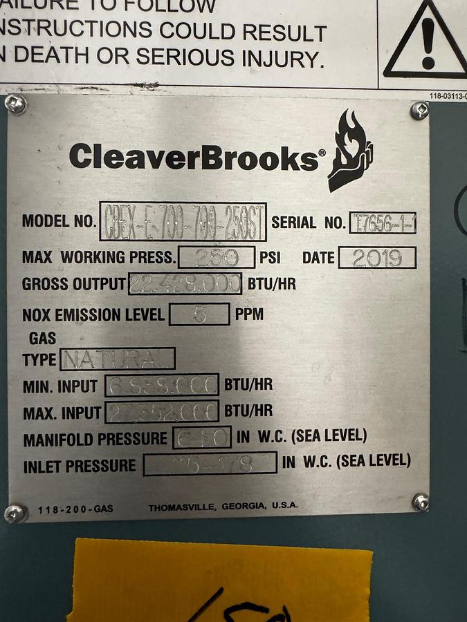 700 HP Cleaver Brooks CBEX-E-700-700-250ST Firetube Steam Boiler #BSCB700HP294 — photo 2